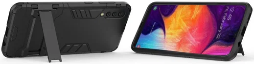 Samsung Galaxy A50 Shock Proof Back Cover Hoesje Hybride Stand Zwart afbeelding 5