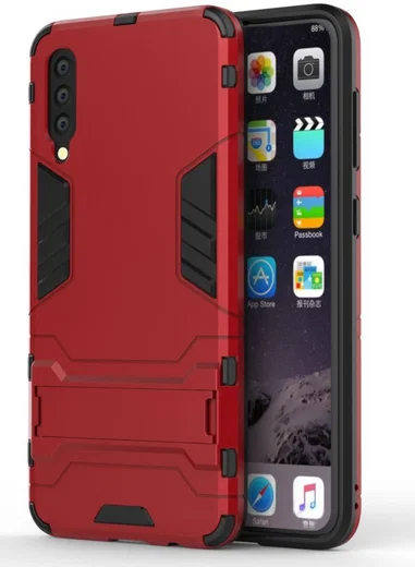 Samsung Galaxy A50 Shock Proof Back Cover Hoesje Hybride Stand Rood afbeelding 1