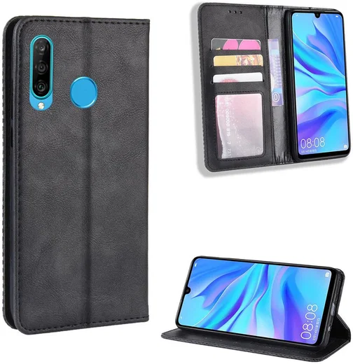 Huawei P Smart Plus 2019 Vintage Portemonnee Hoesje Zwart afbeelding 8