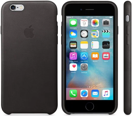 Apple iPhone 6s Lederen Hoesje Zwart afbeelding 2
