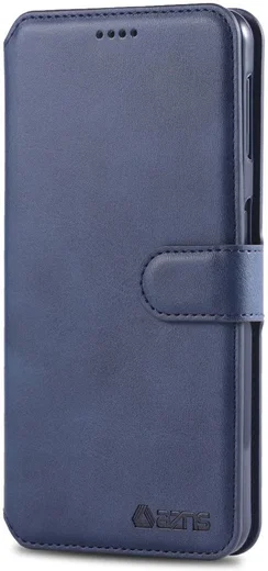 AZNS Samsung Galaxy A50 Book Case Hoesje Wallet Kunst Leer Blauw afbeelding 2