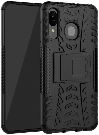 Samsung Galaxy A50 Backcover Hoesje Shockproof Hybride Kickstand Zwart afbeelding 1