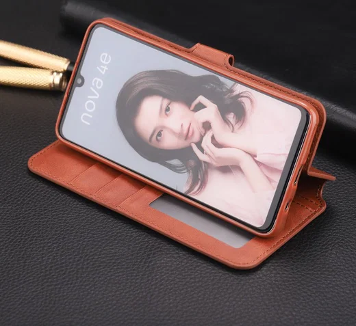 AZNS Huawei P30 Lite Portemonnee Stand Hoesje Bruin afbeelding 20
