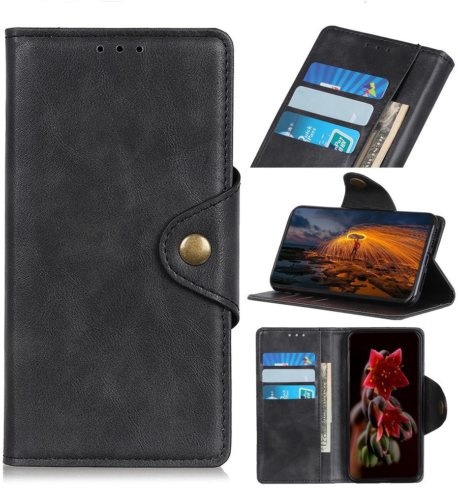 Samsung Galaxy A50 Book Case Hoesje Kunst Leer Wallet Zwart afbeelding 3