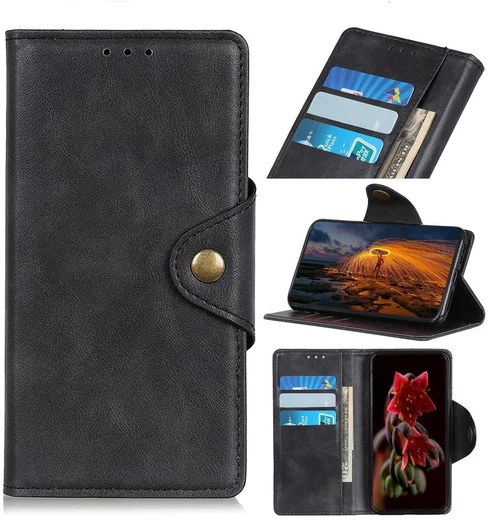 Samsung Galaxy A50 Book Case Hoesje Kunst Leer Wallet Zwart afbeelding 3