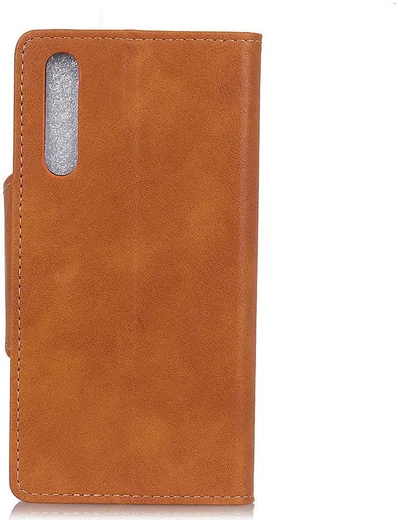 Samsung Galaxy A50 Book Case Hoesje Kunst Leer Wallet Bruin afbeelding 4