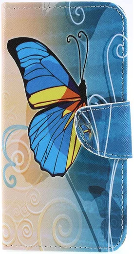 Samsung Galaxy A50 Book Case Hoesje Wallet Print Blauwe Vlinder afbeelding 1