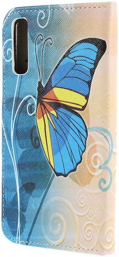 Samsung Galaxy A50 Book Case Hoesje Wallet Print Blauwe Vlinder afbeelding 3