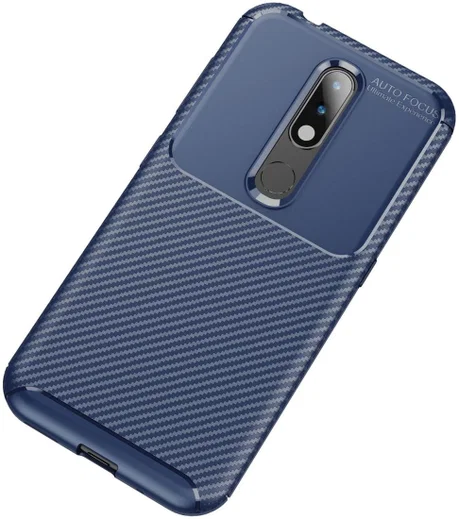 Nokia 4.2 Siliconen Carbon Hoesje Blauw afbeelding 2