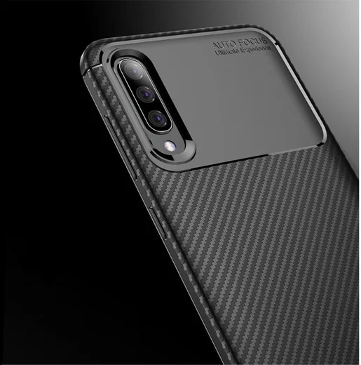 Samsung Galaxy A70 Siliconen Carbon Hoesje Blauw afbeelding 5