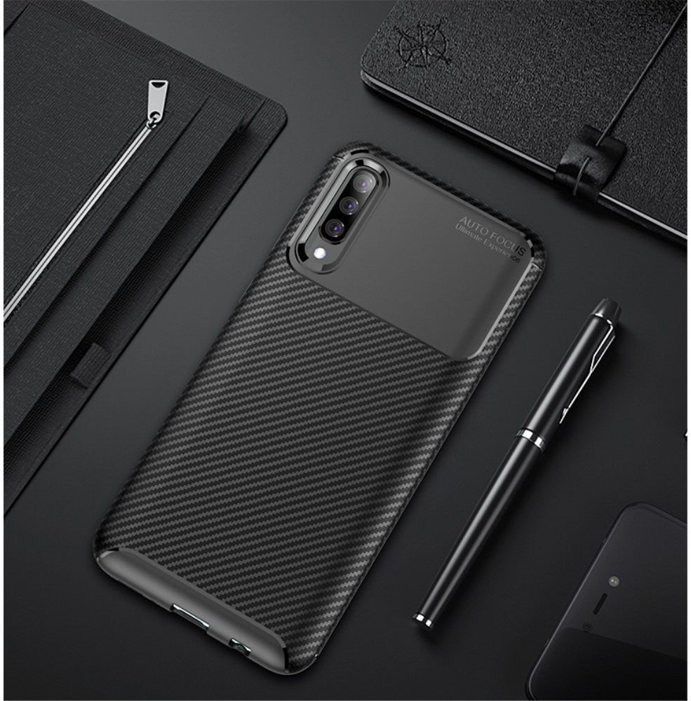 Samsung Galaxy A70 Siliconen Carbon Hoesje Blauw afbeelding 7