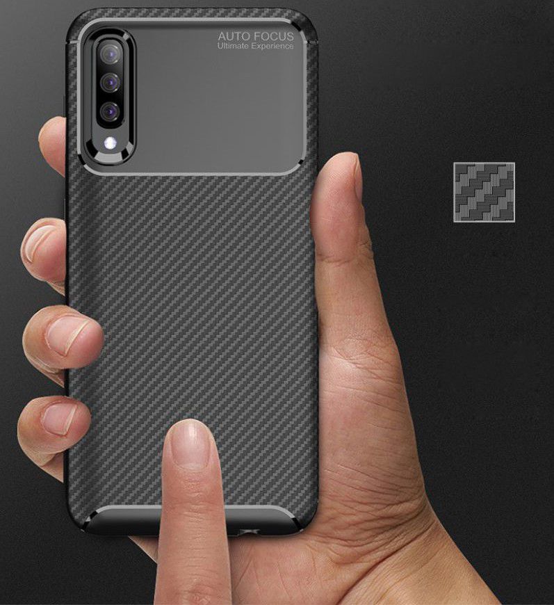 Samsung Galaxy A70 Siliconen Carbon Hoesje Blauw afbeelding 10