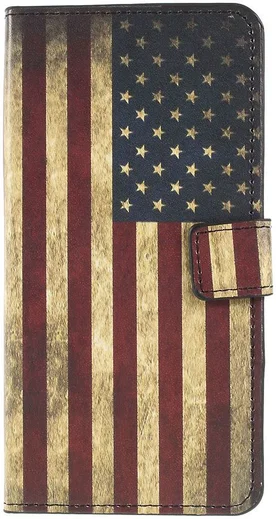 Samsung Galaxy A50 Book case Hoesje Wallet Kunst Leer Amerikaanse Vlag afbeelding 1