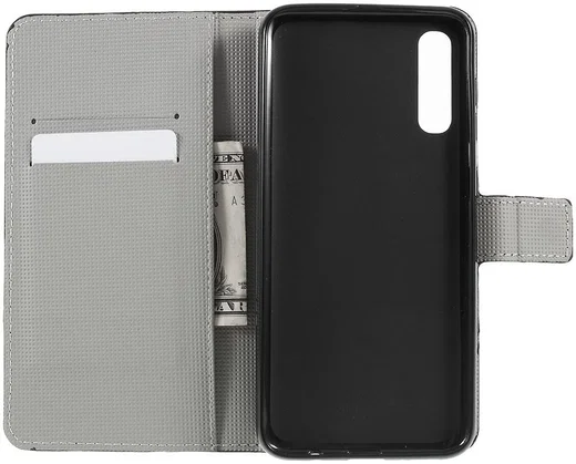 Samsung Galaxy A50 Book case Hoesje Wallet Kunst Leer Amerikaanse Vlag afbeelding 2