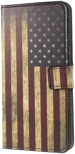 Samsung Galaxy A50 Book case Hoesje Wallet Kunst Leer Amerikaanse Vlag afbeelding 5