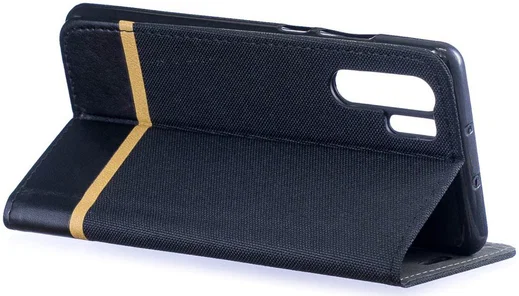 Huawei P30 Pro Linnen Portemonnee Hoesje Zwart afbeelding 2