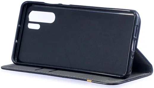 Huawei P30 Pro Linnen Portemonnee Hoesje Zwart afbeelding 3