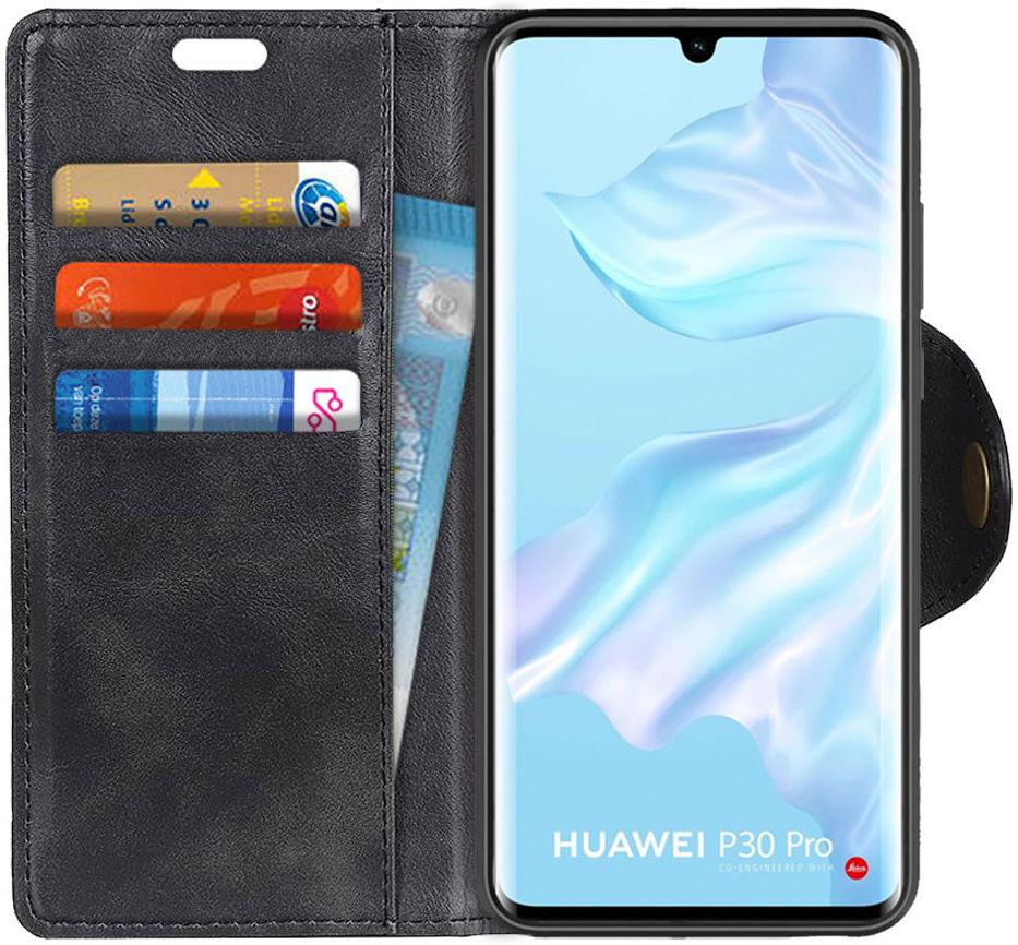 Huawei P30 Pro Portemonnee Stand Hoesje Zwart afbeelding 1