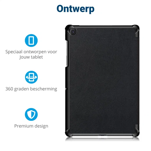 Samsung Galaxy Tab S5e Hoes Tri-Fold Zwart afbeelding 3