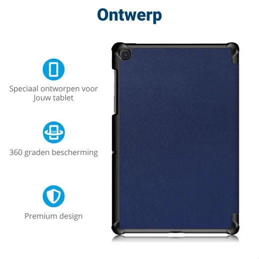 Samsung Galaxy Tab S5e Hoes Tri-Fold Donker Blauw afbeelding 3