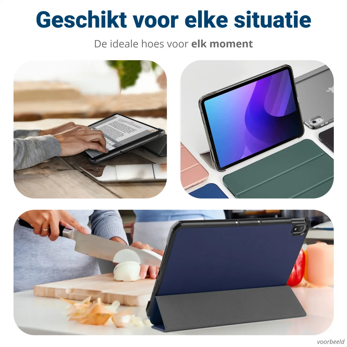 Samsung Galaxy Tab S5e Hoes Tri-Fold Donker Blauw afbeelding 8