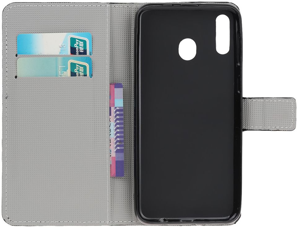 Samsung Galaxy A40 Portemonnee Hoesje met Print Blauw Vlinder afbeelding 2