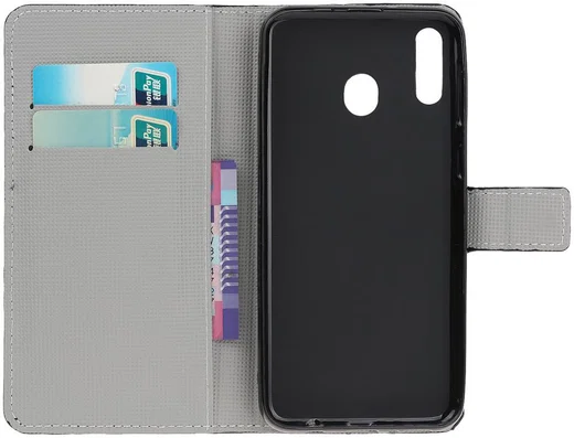 Samsung Galaxy A40 Portemonnee Hoesje met Print Blauw Vlinder afbeelding 2