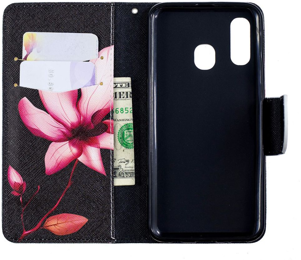 Samsung Galaxy A40 Portemonnee Print Hoesje Bloem afbeelding 2