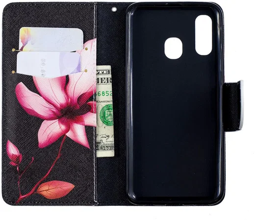 Samsung Galaxy A40 Portemonnee Print Hoesje Bloem afbeelding 2