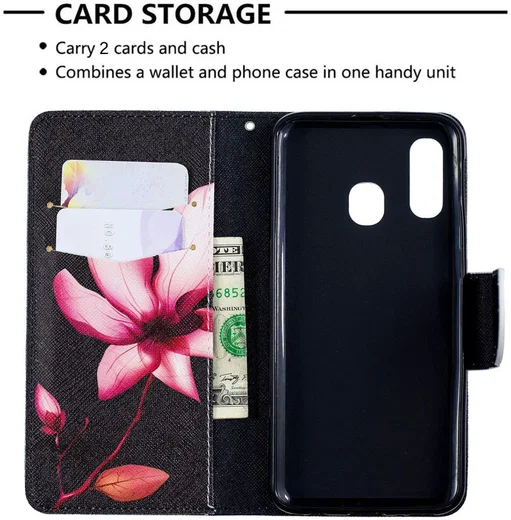 Samsung Galaxy A40 Portemonnee Print Hoesje Bloem afbeelding 3