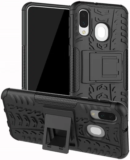 Samsung Galaxy A40 Robuust Hybride Hoesje Zwart afbeelding 1
