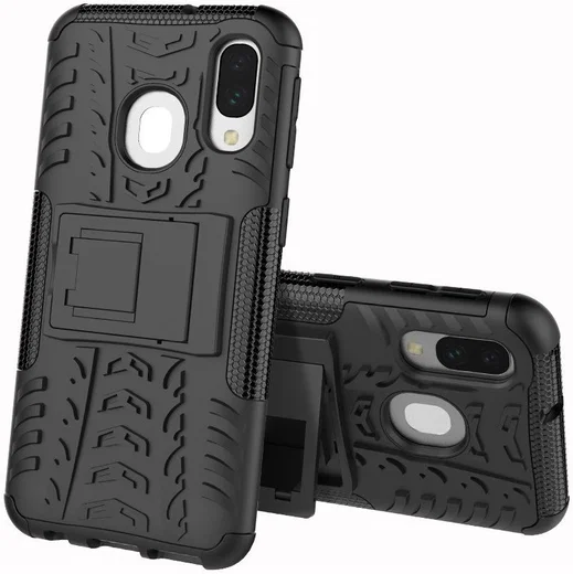 Samsung Galaxy A40 Robuust Hybride Hoesje Zwart afbeelding 3