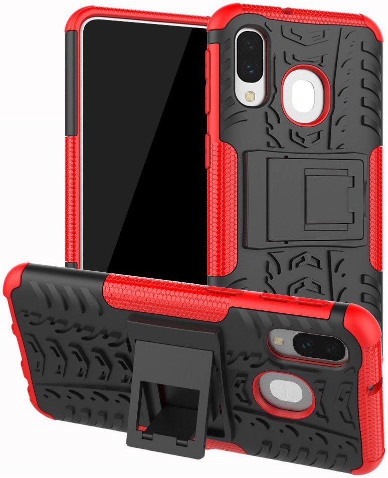 Samsung Galaxy A40 Robuust Hybride Hoesje Rood afbeelding 1