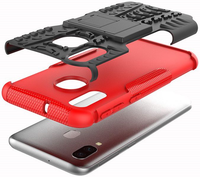 Samsung Galaxy A40 Robuust Hybride Hoesje Rood afbeelding 2