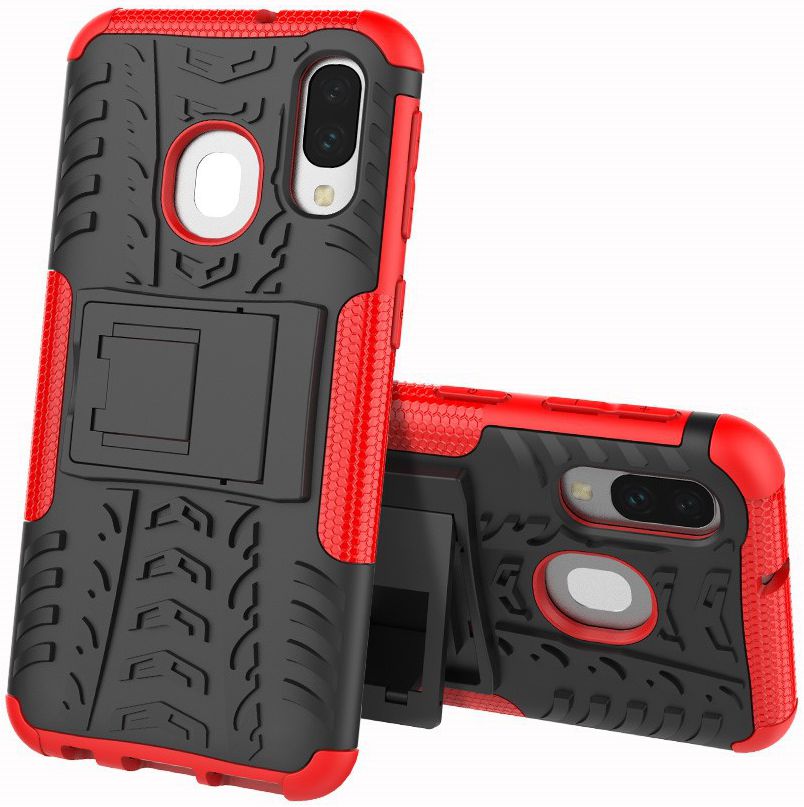 Samsung Galaxy A40 Robuust Hybride Hoesje Rood afbeelding 3