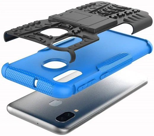 Samsung Galaxy A40 Robuust Hybride Hoesje Blauw afbeelding 2