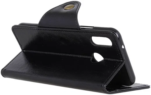 Samsung Galaxy A40 Portemonnee Knoop Hoesje Zwart afbeelding 4