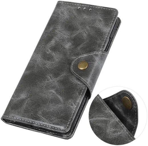 Samsung Galaxy A40 Portemonnee Knoop Hoesje Grijs afbeelding 6
