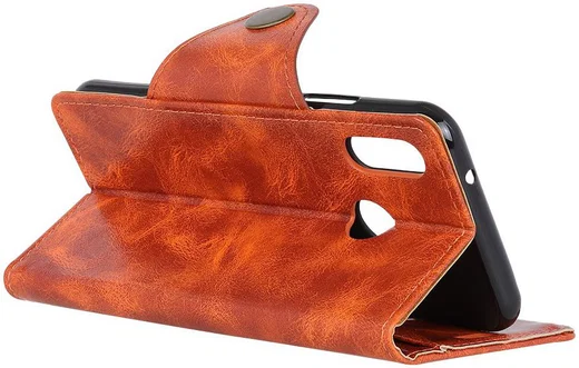 Samsung Galaxy A40 Portemonnee Knoop Hoesje Oranje afbeelding 4