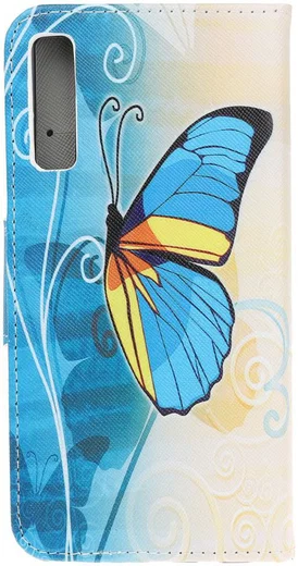 Samsung Galaxy A70 Portemonnee Print Hoesje Blauw Vlinder afbeelding 4