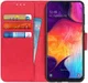 Samsung Galaxy A50 Book Case Hoesje Wallet Stand Kunst Leer Rood afbeelding 1