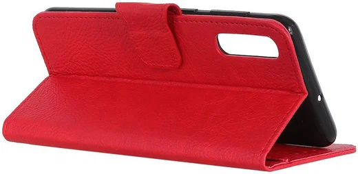 Samsung Galaxy A50 Book Case Hoesje Wallet Stand Kunst Leer Rood afbeelding 4