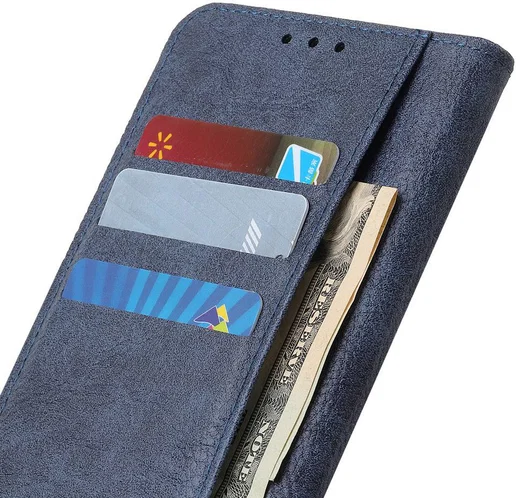 Samsung Galaxy A50 Book Case Hoesje Wallet Stand Kunst Leer Blauw afbeelding 3