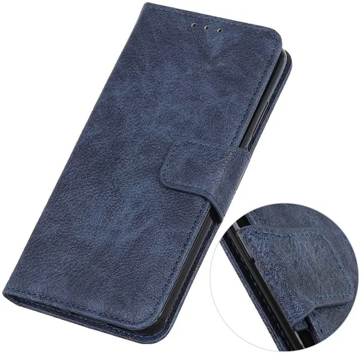 Samsung Galaxy A50 Book Case Hoesje Wallet Stand Kunst Leer Blauw afbeelding 7