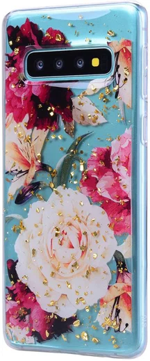 Samsung Galaxy S10 Glitter TPU Hoesje met Print Elegant Flowers afbeelding 5