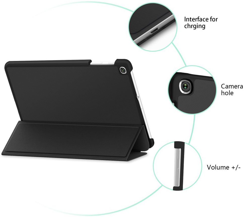Samsung Galaxy Tab A 10.1 (2019) Tri-fold Hoes Zwart afbeelding 3