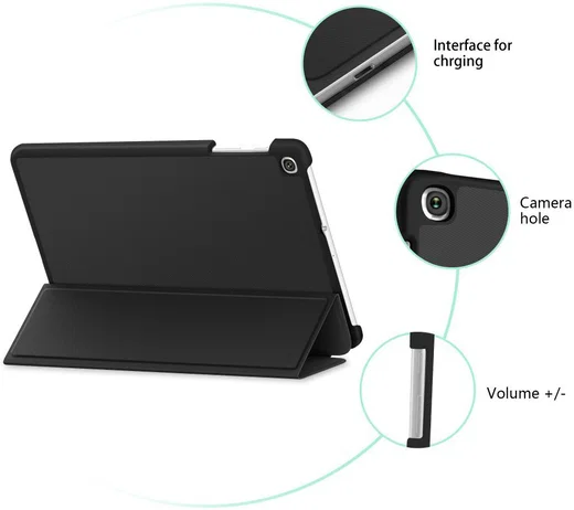 Samsung Galaxy Tab A 10.1 (2019) Tri-fold Hoes Zwart afbeelding 3