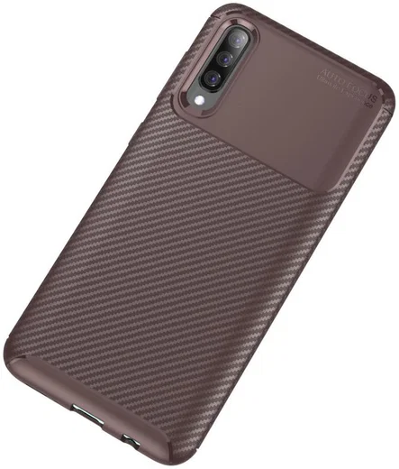 Samsung Galaxy A70 Siliconen Carbon Hoesje Rood afbeelding 2