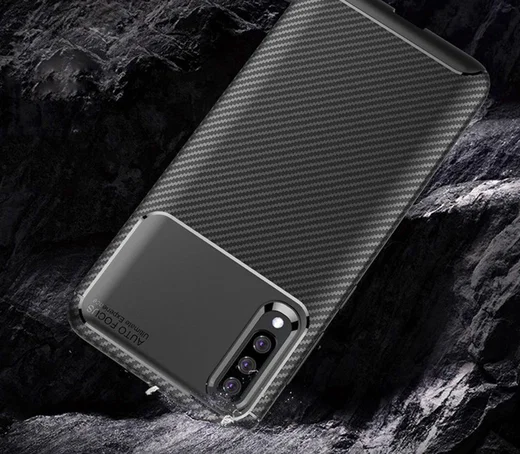 Samsung Galaxy A70 Siliconen Carbon Hoesje Rood afbeelding 4