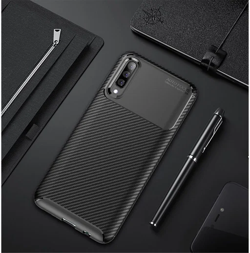Samsung Galaxy A70 Siliconen Carbon Hoesje Rood afbeelding 7
